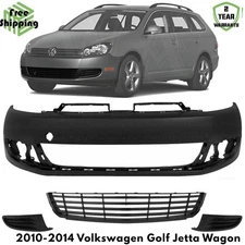Front Bumper Cover Fascia & Lower Grille Kit For 2010-2014 Volkswagen Golf