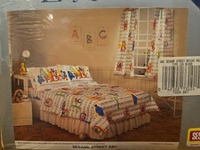 New Vintage Sesame Street Twin Sheet Set Alphabet CookieMonster Oscar Bert Ernie