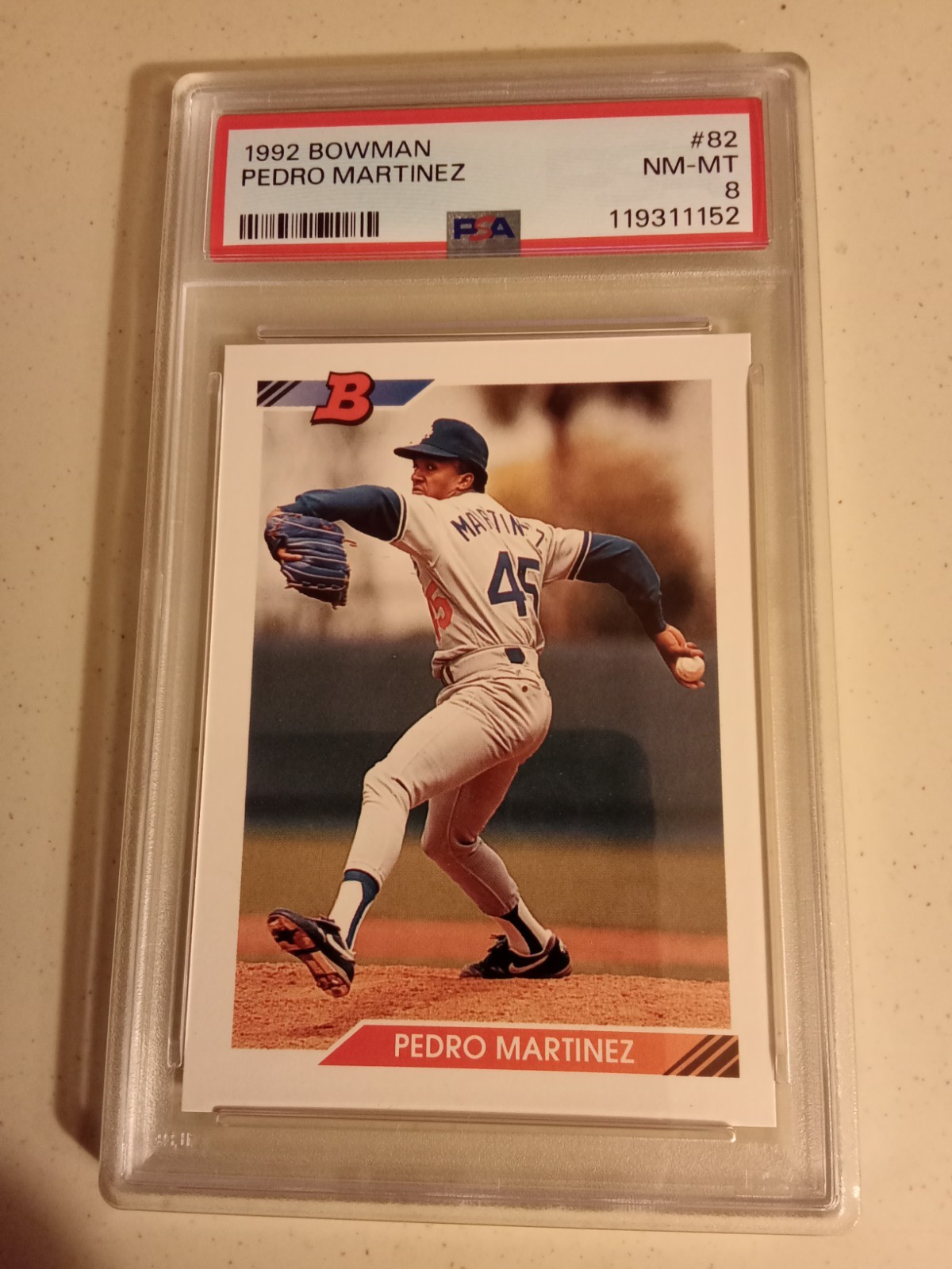 1992 Bowman Pedro Martinez #82 Graded PSA 8 Rookie Baseball Card
