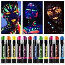 12 Pack Glow Face Body Paint,Neon Body Paint Sticks,Glow in the Dark Paint