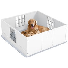 PawHut Dog Whelping Box 49"x47"x19" with Waterproof Pad, Adjustable Door