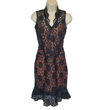 Vintage Laundry by Shelli Segal Women’s Dress Size 2 Black Nude Lace Sleeveless