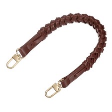 Braided Purse Strap 44.7cm/17.6" Brown PU Leather with Gold Buckles