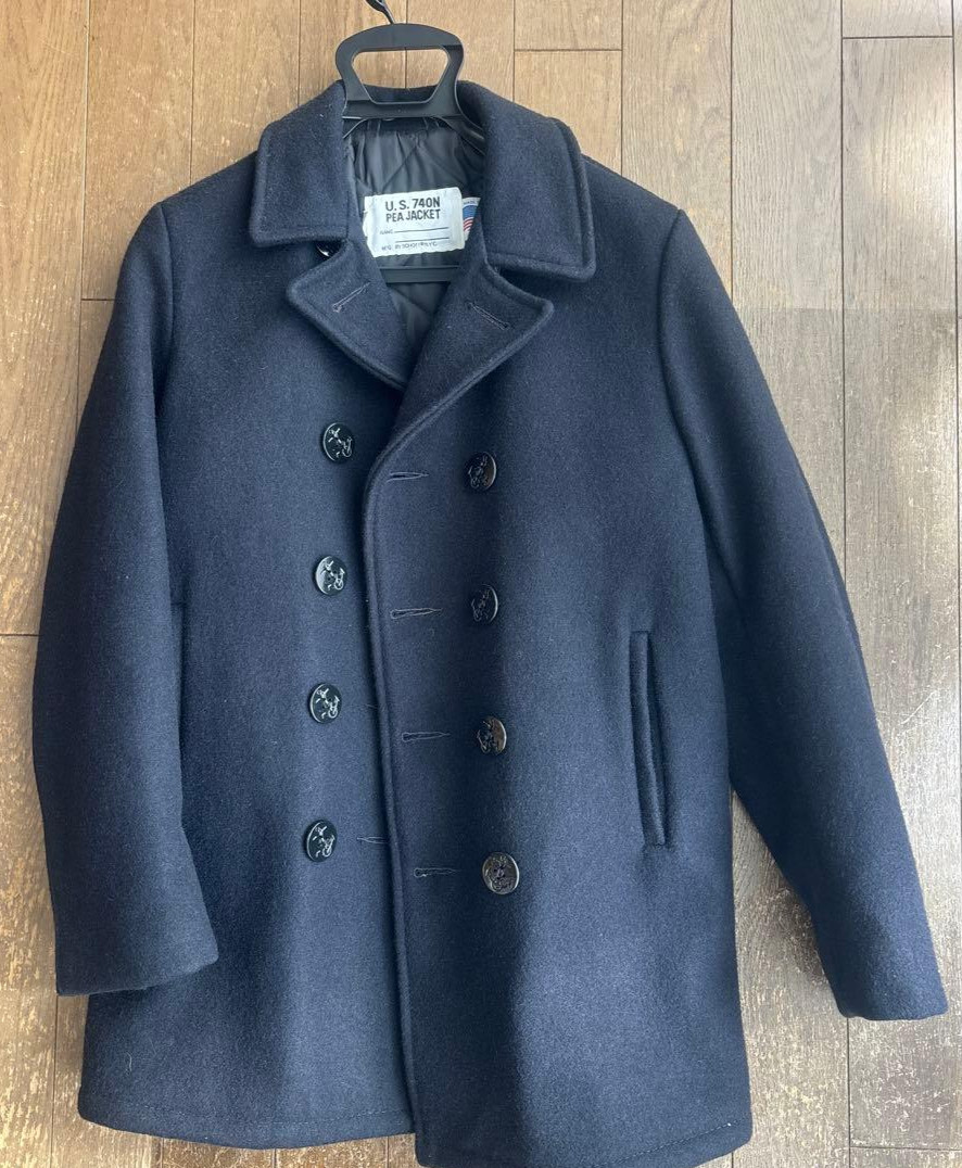 Schott Schott Made In Usa Wool Blend U.S.740N Pea Coat 20 Dark Navy