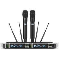 Professional UHF Wireless Microphone System, Dual Channel 530  580MHz with 2 M...