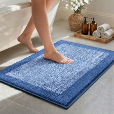 Blue Large Bathroom Rug 36"x24" Non Slip Absorbent Bath Mat Washable Decor
