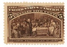 (24122 )  US stamp scott#  234 MNG  (5 ct Columbian)