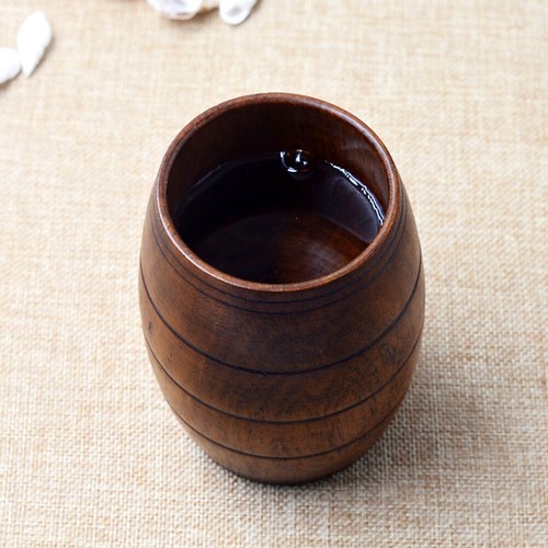 Barrel Shape Wooden Beer Tea Milk Cup Carved Home Kitchen Bar Pub Drinking Mug - Picture 9 of 12