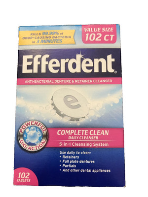 Efferdent Complete Clean Daily Cleanser -5-in-1 System -Value Size 102 ct