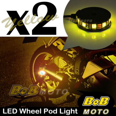 2x Yellow 360 Degree Cycle Rim Wheel SMD LED Pod Light For Suzuki ...