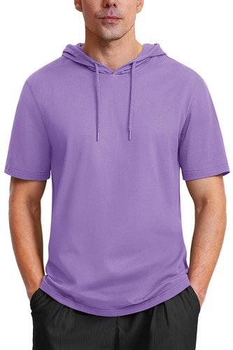 Mens Short Sleeve Hoodie Cotton Shirts Lightweight Sweatshirt Athletic Pullover - Picture 49 of 134