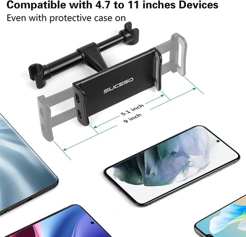 Car Headrest Mount for Tablets and Phones, Fully Adjustable Bracket - Picture 5 of 8