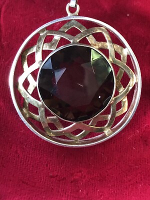 Pendentif En Argent Sterling Sarpaneva – Quartz Fumé, Finlande, Vintage