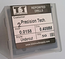 TCT REPOINTED DRILLS UNDERCUT 0.40MM 0.0158" 0.275" FLUTE LOT OF 50 