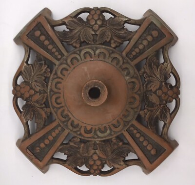 VINTAGE ART DECO-BRASS/METAL EXCO LAMP BASE.GRAPE VINE AND LEAF PATTERN