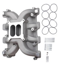 Satin Aluminum Dual Plane Carb Intake Manifold For Gm Ls1 5.3l Ls2 6.0l 300-130
