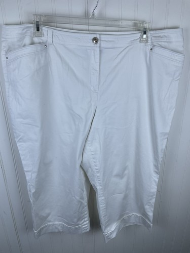 New Directions Weekend Womens White Flat Front Regular Fit Capri Pants Size 24W - 第 1/10 張圖片