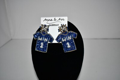 Anna & Ava Gameday Beaded Jersey Drop Statement Earrings in Blue # DEA4611BUOR