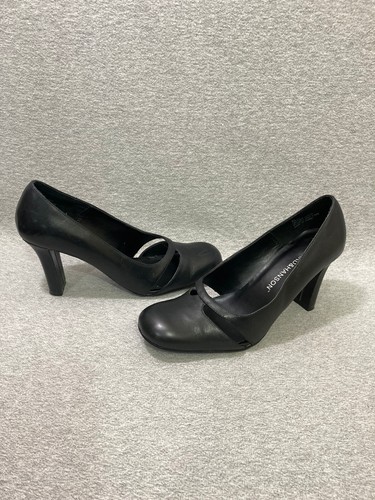 Hillard & Hanson Shoes Women's Size 6.5 Black Lucky Leather Slip-on Heels - Picture 6 of 11