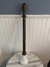 Antique 23" Cast Iron Pestle Wood Handle Marble Head Pharmacy Apothecary 4.5 lbs