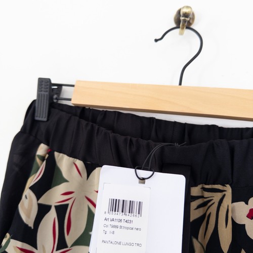 Liu Jo Floral Jogger Trousers Size S Black Multi Tie Waist - Picture 7 of 20
