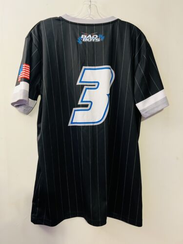 Rara maglia da baseball DANBURY TRASHERS NERA gessati cattivi ragazzi 2XL #3 - Foto 2 di 6