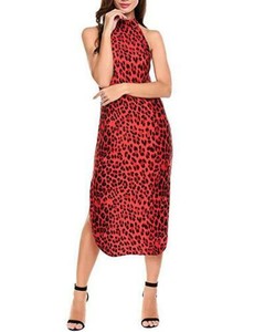 red and black leopard print dress