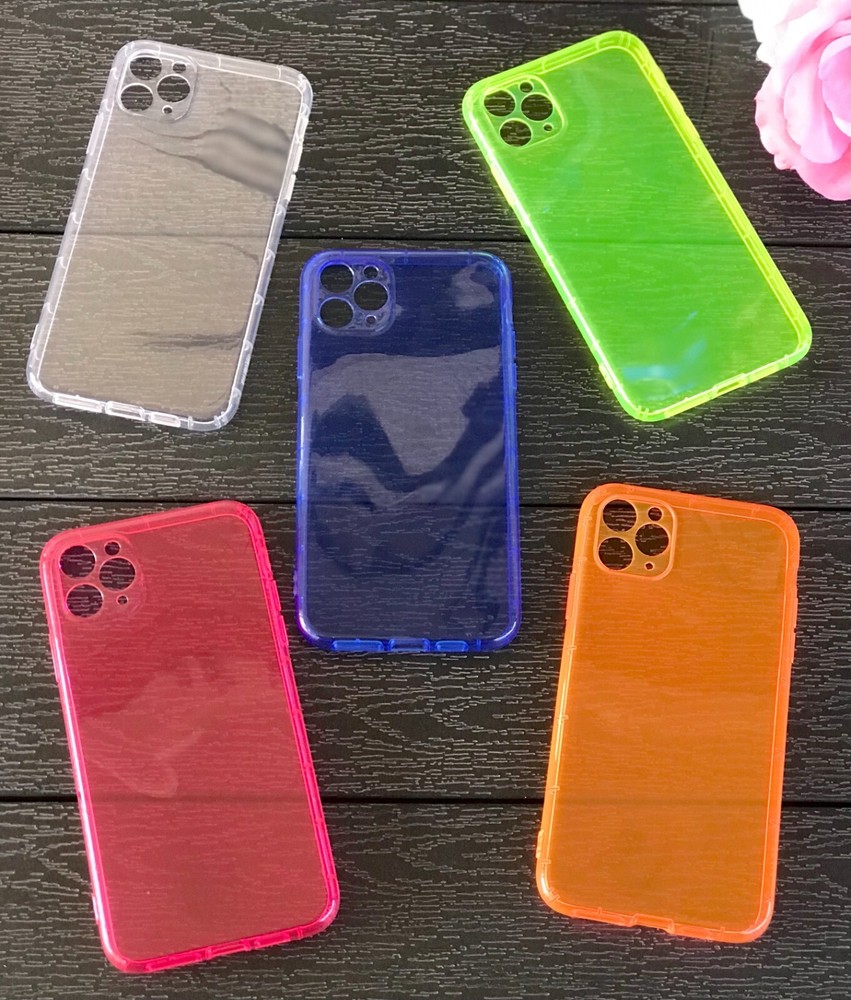 Phone Case iPhone 11 Pro Max 11 Pro 7 8 SE Neon Translucent TPU Shockproof Cover