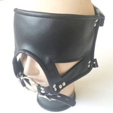 PU Leather Strap Eye Mask Head Oral Ring Fixation Open Mouth Gags Blindfold
