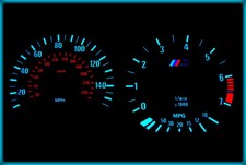 G124 BMW E36 91-99 UK 140MPH BLACK/BLUE Plasma Glow Speedo Cluster Gauges Clocks