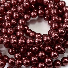 Czech Round Glass Imitation loose Pearls, Vivid Burgundy nacre pearl 2-3-4-6mm
