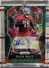 2019 PANINI PRIZM DEVIN WHITE ROOKIE, #312, AUTO, GREEN SCOPE, SERIAL #64/75