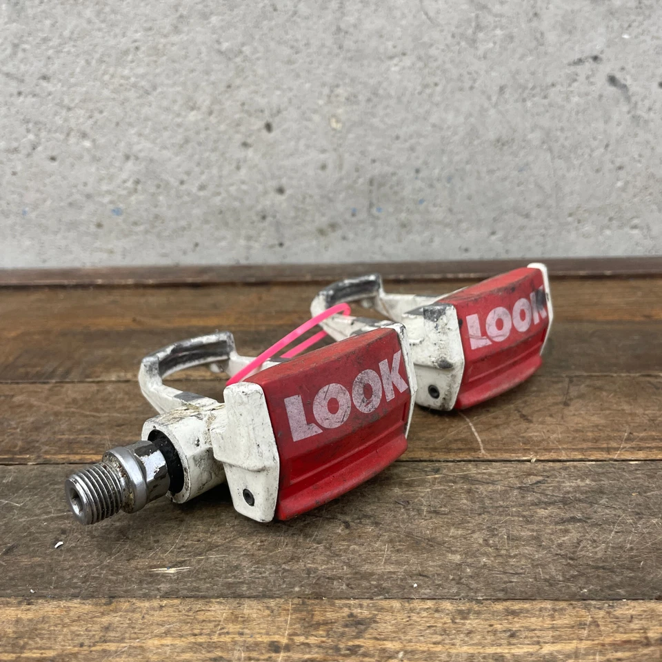 Pedales de aspecto vintage sin clip Race Eroica ROJO blanco Francia años 80 años 9/16 en A4 Foto 3 de 4