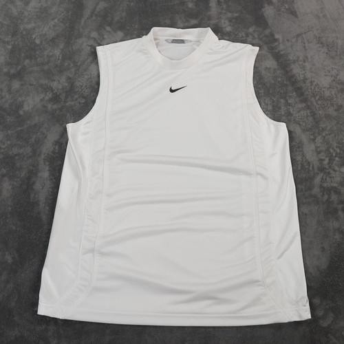 Vintage Nike Basketball Jersey Mens Large White Center Small Swoosh Hiphop Y2K