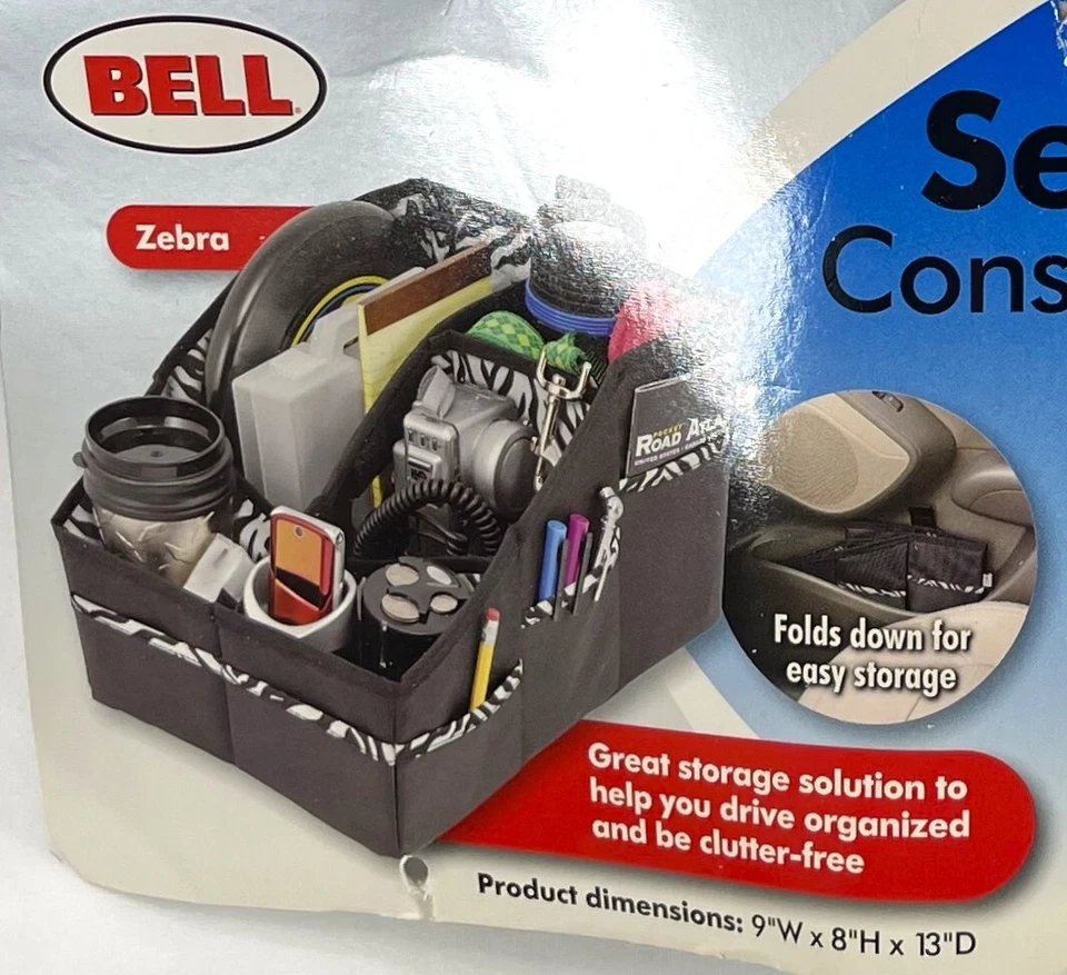 Auto Car Seat Zebra Organizer Storage Multi compartment Bag Holder 9x8x13" in - Изображение 2 из 4