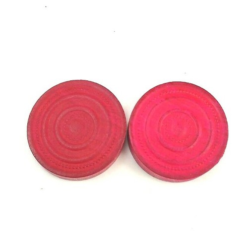 Wood Embossed Checkers 24 Pieces Dark Brown & Red/Pink Vintage Used Condition - Picture 4 of 5