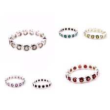 Genuine Multi Gemstone Eternity Band 925 Silver Handmade Jewelry All Band Size 7