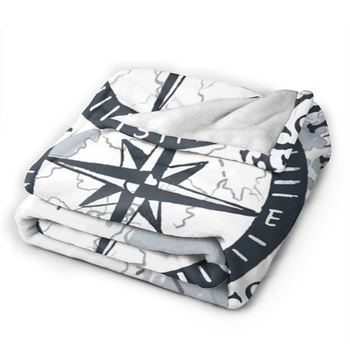 World Map Compass Constellation Stars Comfy Flannel Bedspread Throw Blanket Gift - Picture 5 of 11