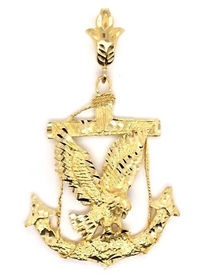 10k Gelbgold Fliegender Adler Maritim Anker Charm Anhänger 2,5'' 10,9 Gramm