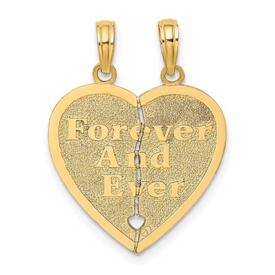 14k FOREVER AND EVER Break-Apart Heart Charm Bracelet Necklace