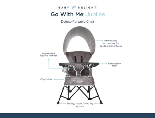Go with Me Jubilee Deluxe Portable Infant Chair, Removable Canopy, Gray - Picture 4 of 12