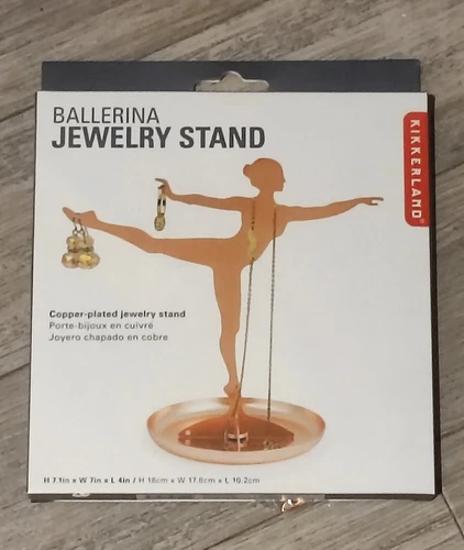 Copper ballerina jewellery stand boxed, very good condition