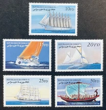 DJIBOUTI SHIPS STAMPS SET OF 5 MNH 2000 SAILING SHIP RELIANCE & SHAMROCK III 2