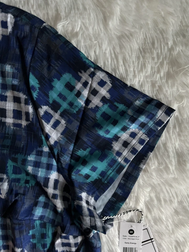 Koi Next Gen Scrub Top Women’s 2X Blue Early Energy Moonlight Stretch Nursing - Image 4 of 4