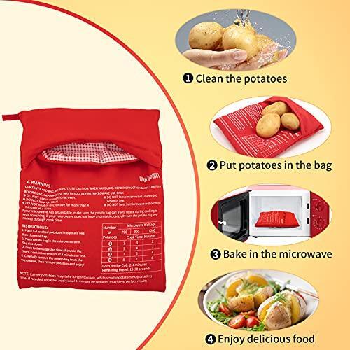 MyLifeUNIT Microwave Potato Bag, Baked Potato Microwave Baking Bag, Red