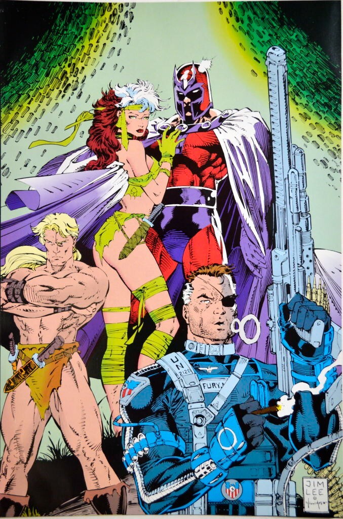 MAGNETO ROGUE NICK FURY KA-ZAR Poster Marvel Jim Lee art X-Men