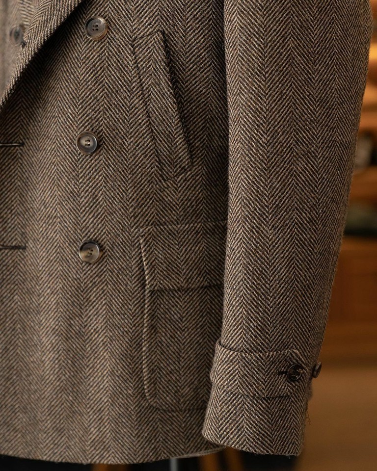 Owen Wool Coat - Chestnut Herringbone