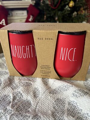 RAE DUNN NAUGHTY/NICE insulated steel wine glasses
