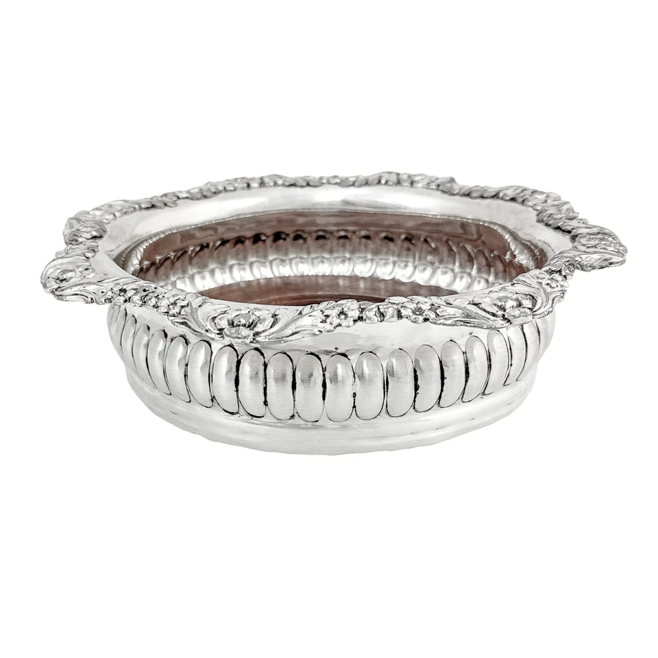 George III Old Sheffield Silbertablett Groß Geriffelte Flasche Untersetzer Holz - Bild 3 von 4