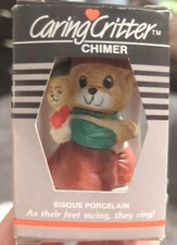 Vintage Jasco Caring Critter Chimers Bisque Porcelain Christmas Ornament Bear